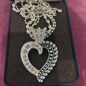MONTANA SILVERSMITHS Silver toned Heart Pendant Necklace with Crystal Accents